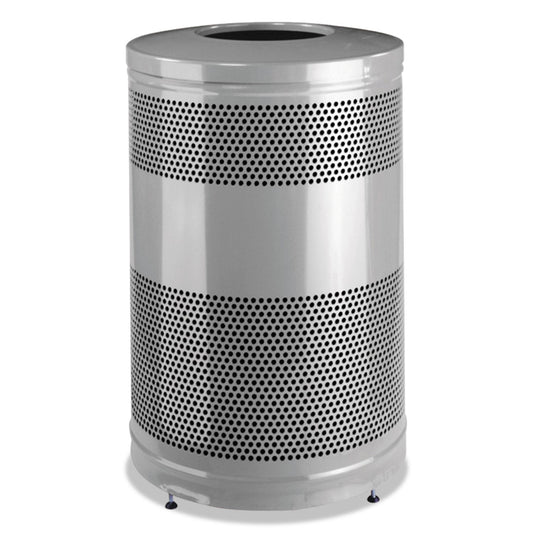 Rubbermaid Classics Open Top Waste Receptacle, 51 gal, Stardust Silver Metallic with Black Lid