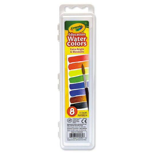 Crayola Watercolors, 8 Assorted Colors, Palette Tray