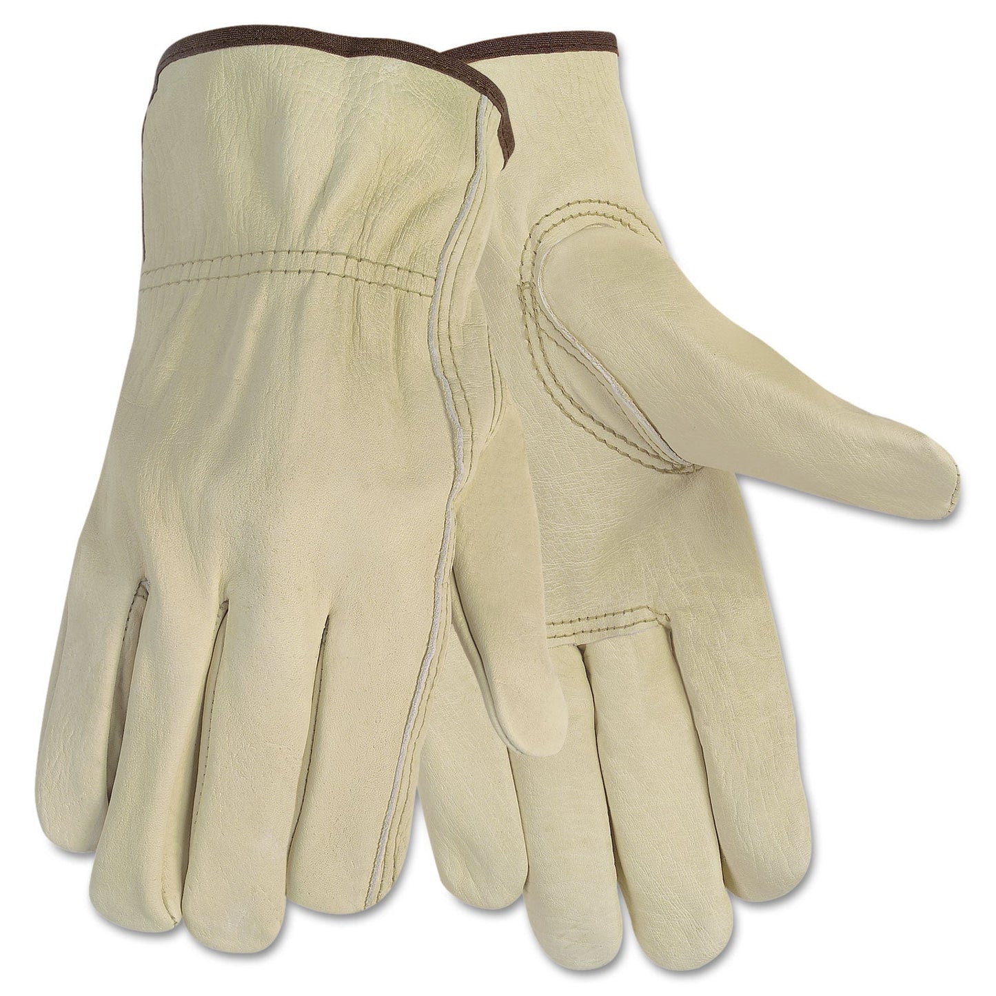 MCR Economy Leather Driver Gloves, Large, Beige, Pair