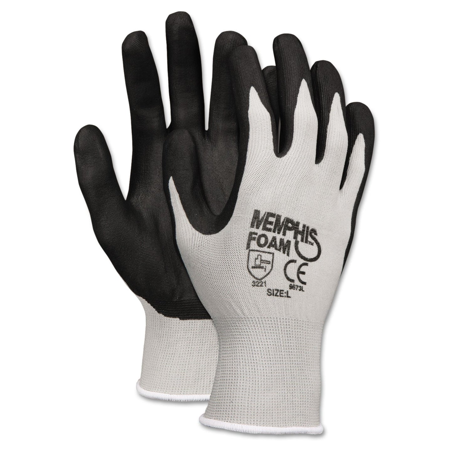 MCR Economy Foam Nitrile Gloves, Small, Gray/Black, 12 Pairs