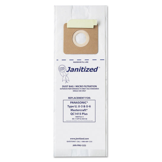 Janitized Vacuum Filter Bags Designed to Fit Panasonic Upright Type U, 36/CT