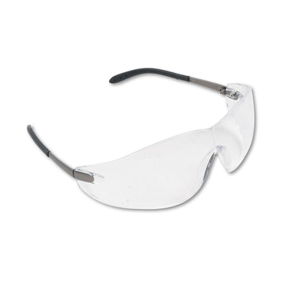 MCR Blackjack Wraparound Safety Glasses, Chrome Plastic Frame, Clear Lens