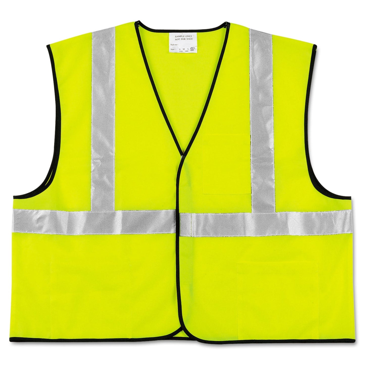 MCR Class 2 Safety Vest, Polyester, 2X-Large, Fluorescent Lime with Silver Stripe