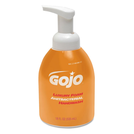 GOJO Luxury Foam Antibacterial Handwash, Orange Blossom, 535 mL Bottle, 4/Carton