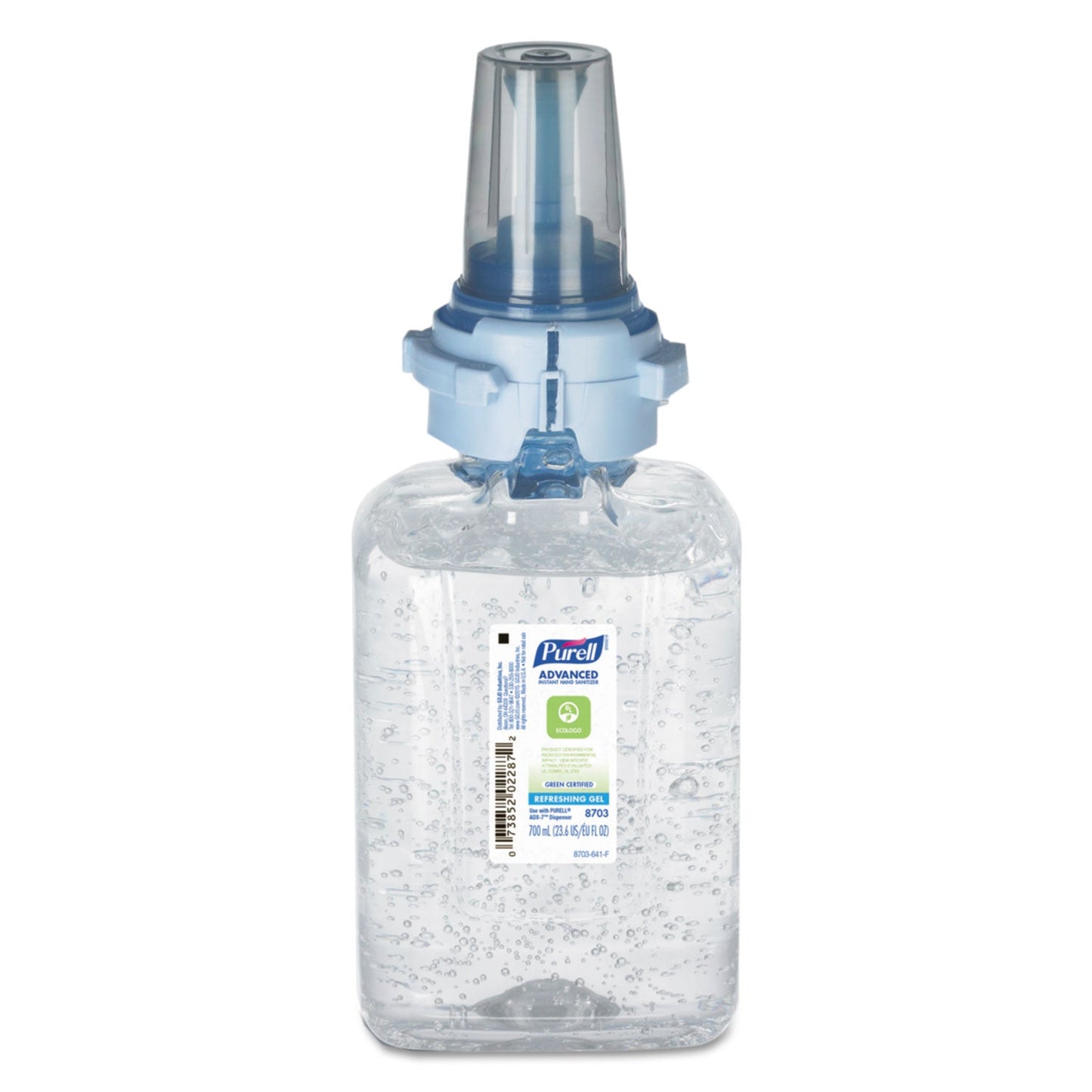 PURELL Advanced Hand Sanitizer Green Certified Gel Refill, For ADX-7 Dispensers, 700 mL, Fragrance-Free, 4/Carton
