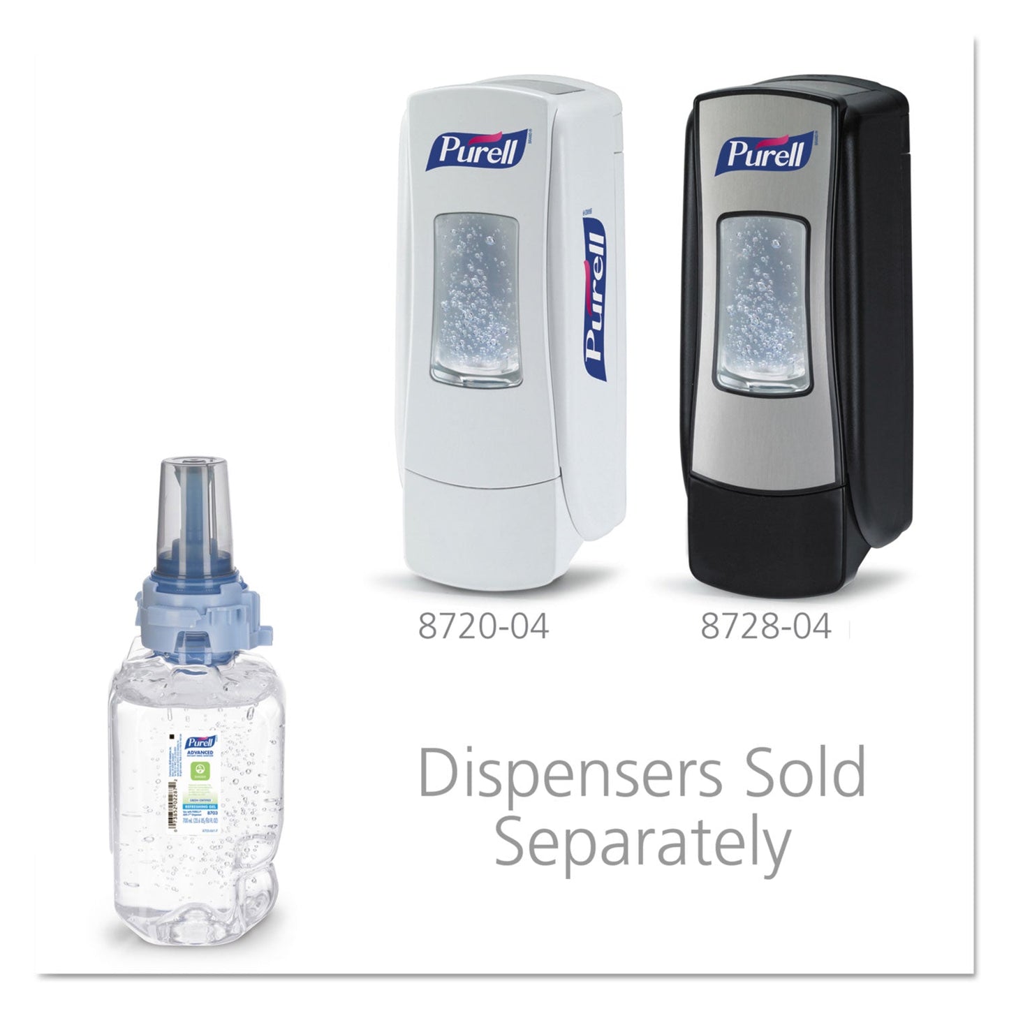 PURELL Advanced Hand Sanitizer Green Certified Gel Refill, For ADX-7 Dispensers, 700 mL, Fragrance-Free, 4/Carton