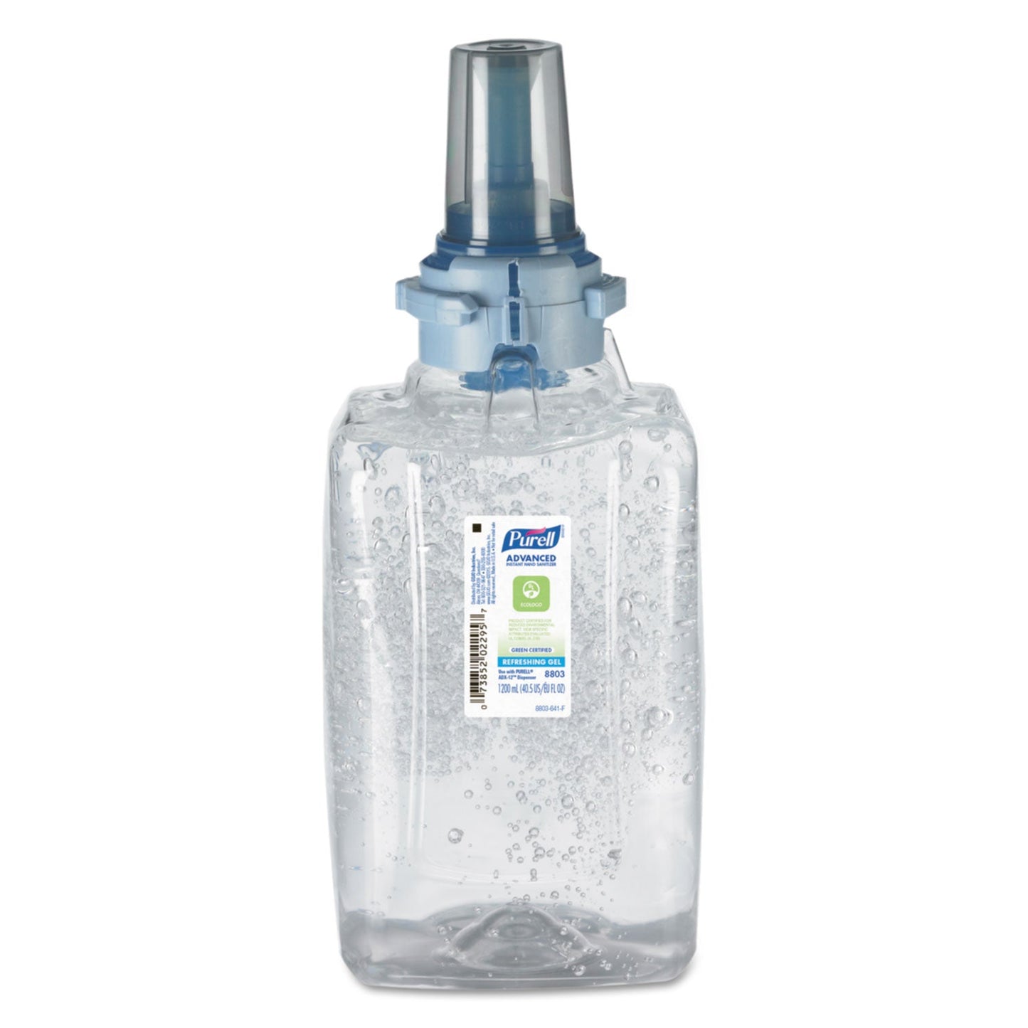 PURELL Advanced Hand Sanitizer Green Certified Gel Refill, For ADX-12 Dispensers, 1,200 mL, Fragrance-Free, 3/Carton