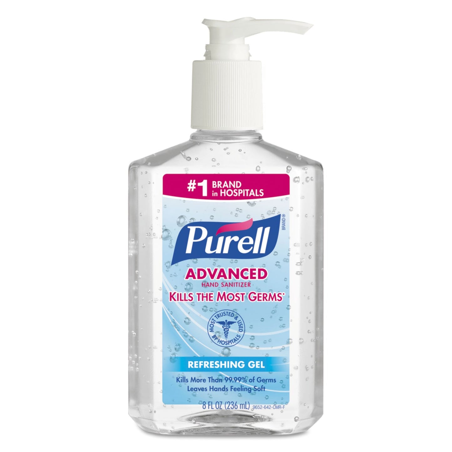 PURELL Advanced Refreshing Gel Hand Sanitizer, 8 oz Pump Bottle, Clean Scent, 12/Carton