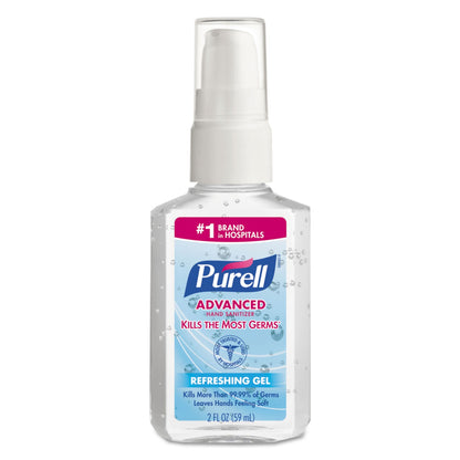 PURELL Advanced Gel Hand Sanitizer, 2 oz Pump Bottle, Refreshing Scent, 24/Carton