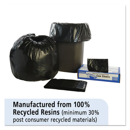 Stout Total Recycled Content Plastic Trash Bags, 33 gal, 1.3 mil, 33" x 40", Brown/Black, 100/Carton