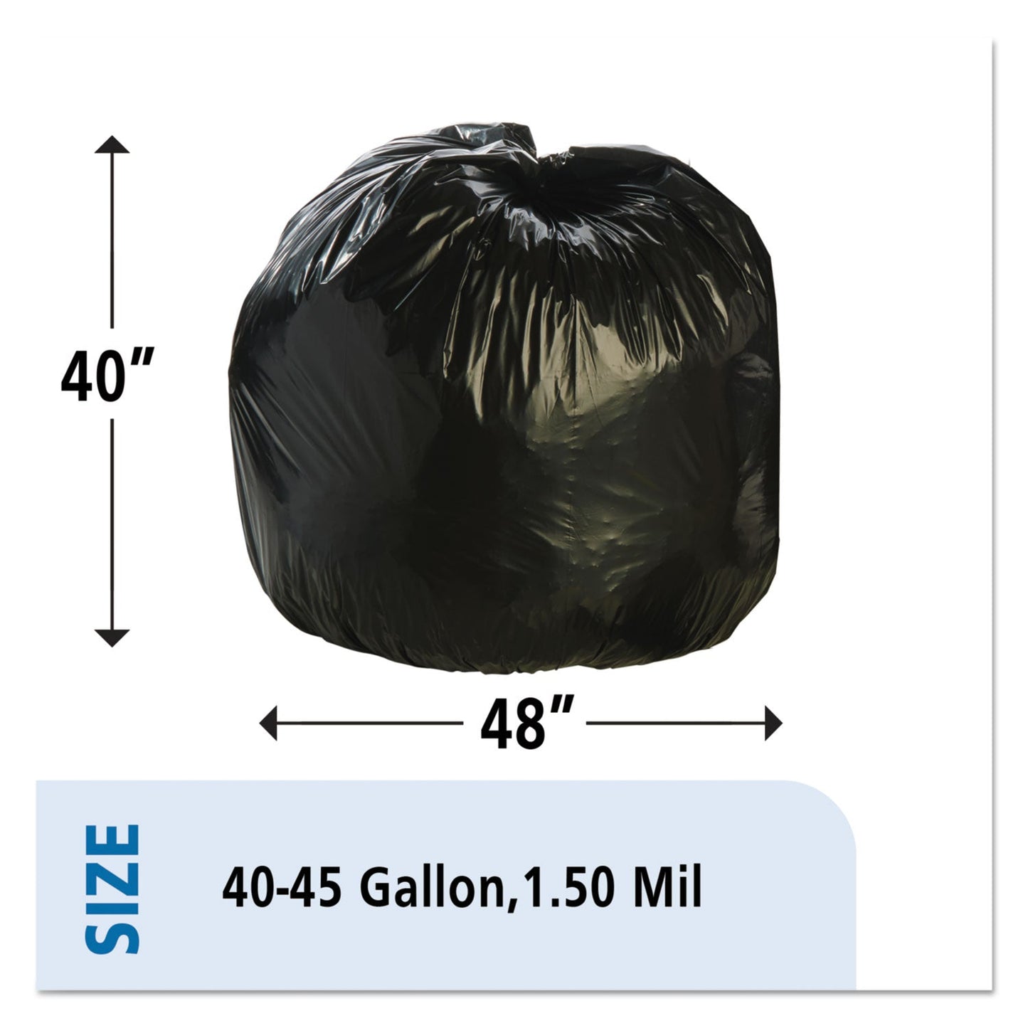 Stout Total Recycled Content Plastic Trash Bags, 45 gal, 1.5 mil, 40" x 48", Brown/Black, 100/Carton