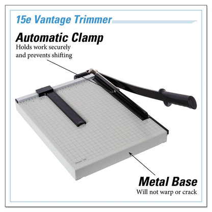 Dahle Vantage Guillotine Paper Trimmer/Cutter, 15 Sheets, 15" Cut Length, Metal Base, 12.25 x 15.75