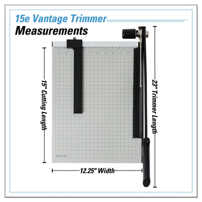 Dahle Vantage Guillotine Paper Trimmer/Cutter, 15 Sheets, 15" Cut Length, Metal Base, 12.25 x 15.75