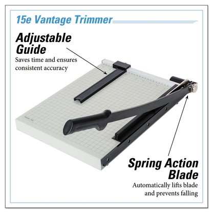 Dahle Vantage Guillotine Paper Trimmer/Cutter, 15 Sheets, 15" Cut Length, Metal Base, 12.25 x 15.75
