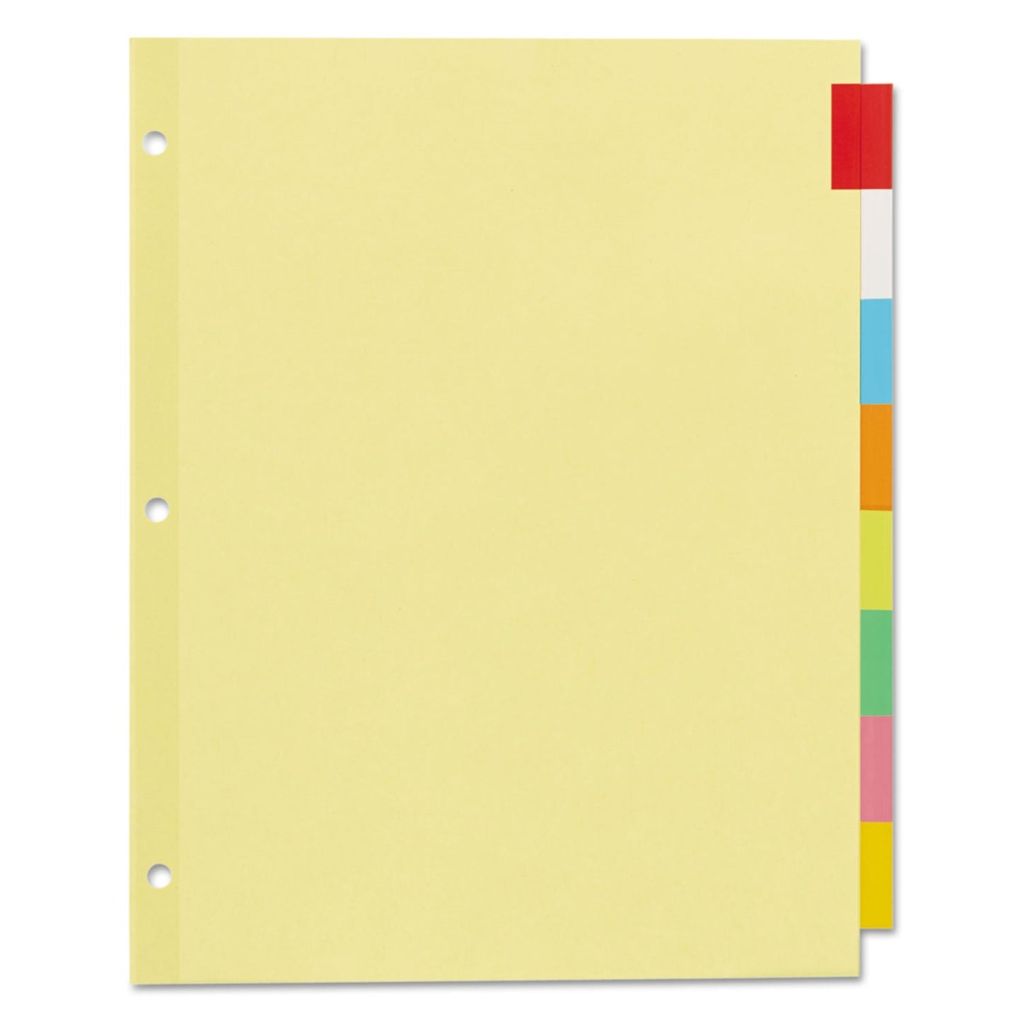 Office Essentials Plastic Insertable Dividers, 8-Tab, 11 x 8.5, Assorted Tabs, 1 Set