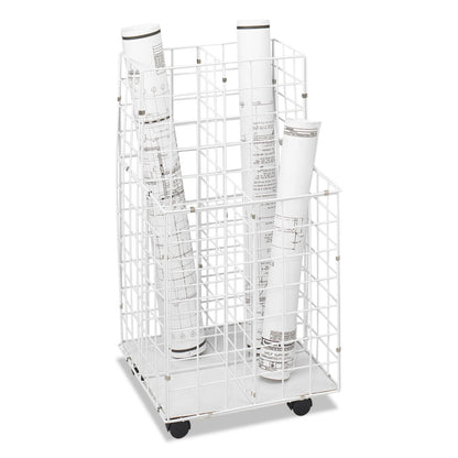 Safco Wire Roll Files, 4 Compartments, 16.25w x 16.5d x 30.5h, White