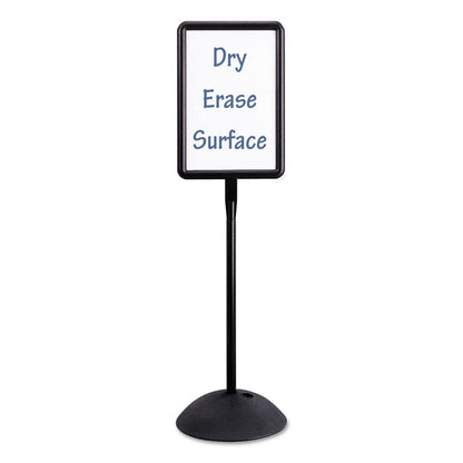 Safco Double Sided Sign, Magnetic/Dry Erase Steel, 18 x 18, White, Black Frame