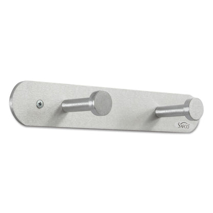 Safco Nail Head Wall Coat Rack, Two Hooks, Metal, 12w x 2.75d x 2h, Satin