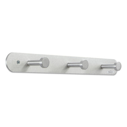 Safco Nail Head Wall Coat Rack, Three Hooks, Metal, 18w x 2.75d x 2h, Satin