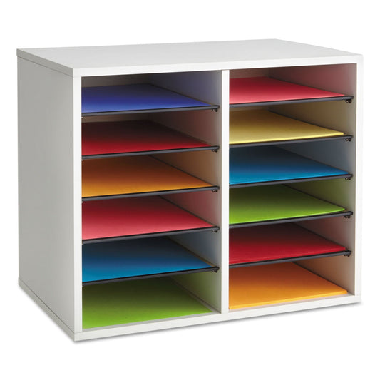 Safco Fiberboard Literature Sorter, 12 Compartments, 19.63 x 11.88 x 16.13, Gray
