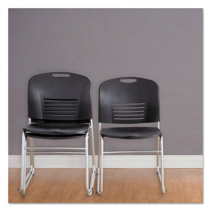 Safco Vy Series Stack Chairs, Supports Up to 350 lb, Black Seat/Back, Silver Base, 2/Carton