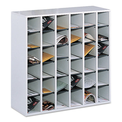 Safco Wood Mail Sorter with Adjustable Dividers, Stackable, 36 Compartments, 33.75 x 12 x 32.75, Gray