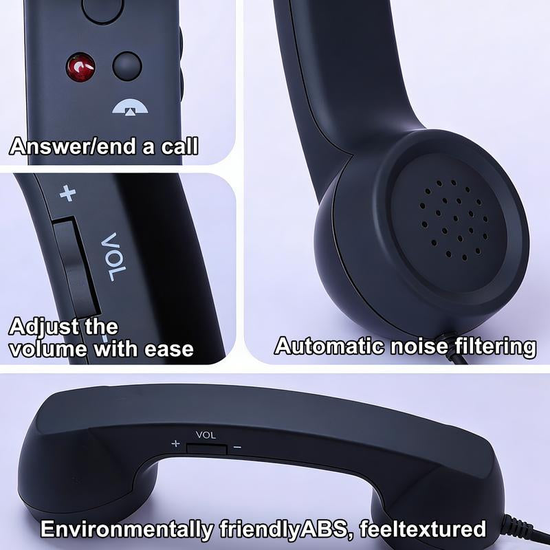 Novelty Retro Handset for Phones – Fun Gift for Parents, Teens & Offices, Easy Plug-In Type-C, Clear Calls, Tangle-Free 3Ft Cable