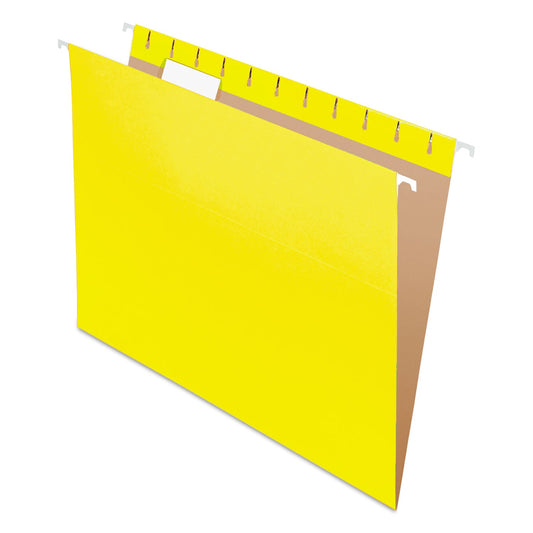 Pendaflex Colored Hanging Folders, Letter Size, 1/5-Cut Tabs, Yellow, 25/Box
