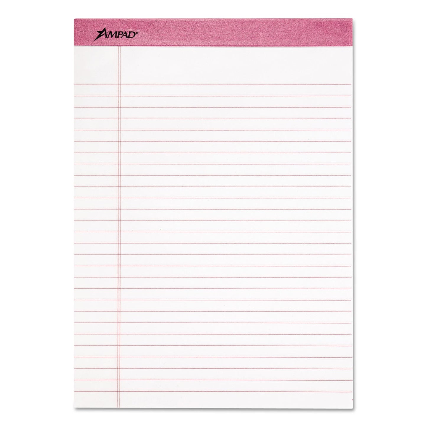 Ampad Pink Writing Pads, Wide/Legal Rule, Pink Headband, 50 White 8.5 x 11 Sheets, 6/Pack