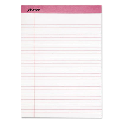 Ampad Pink Writing Pads, Wide/Legal Rule, Pink Headband, 50 White 8.5 x 11 Sheets, 6/Pack