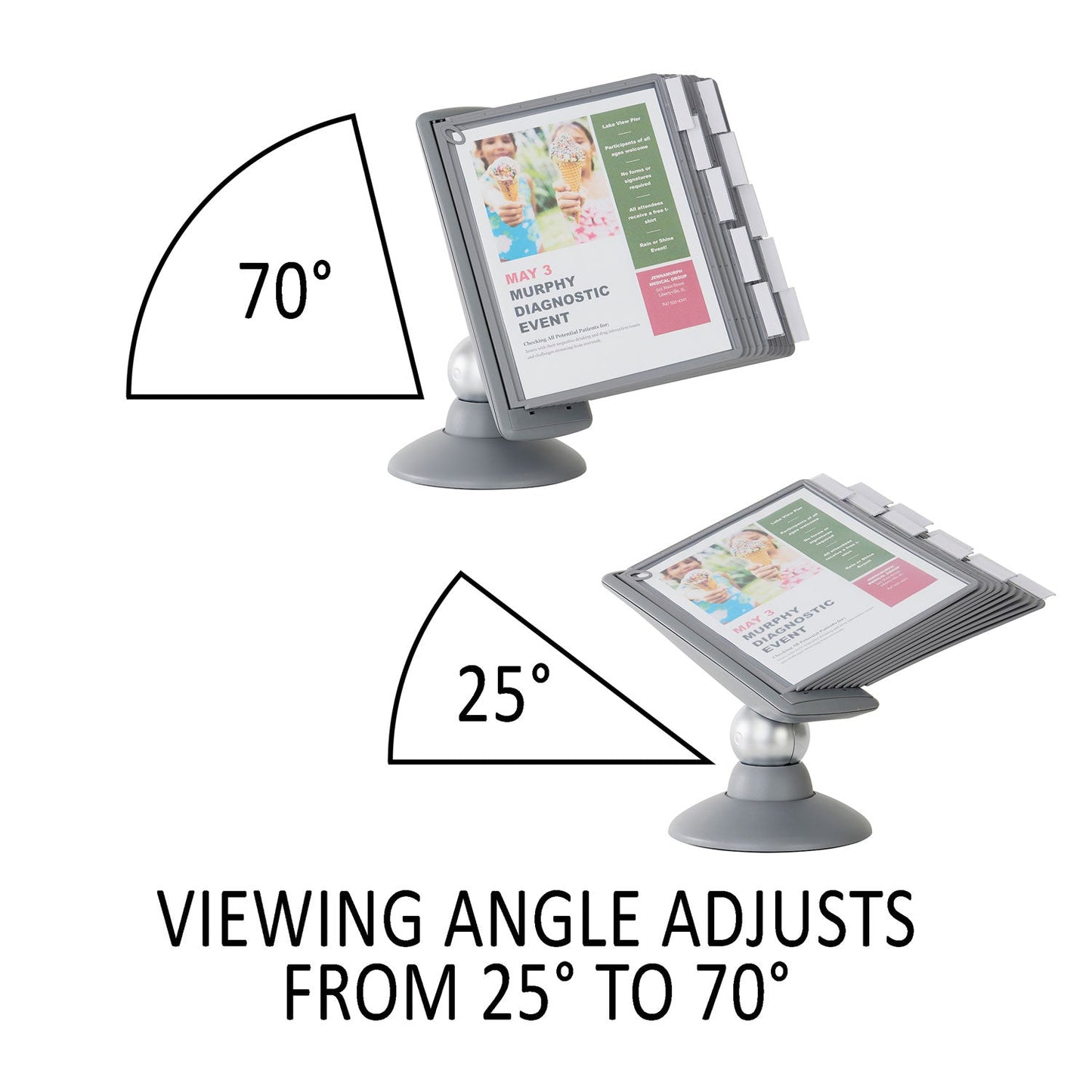 Durable SHERPA Motion Desk Reference System, 10 Panels, Gray Borders