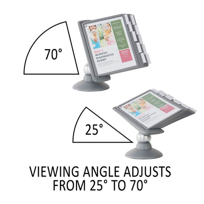 Durable SHERPA Motion Desk Reference System, 10 Panels, Gray Borders