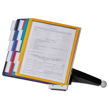 Durable SHERPA Desk Reference System, 10 Panels, 10 x 5.63 x 13.88, Assorted Borders