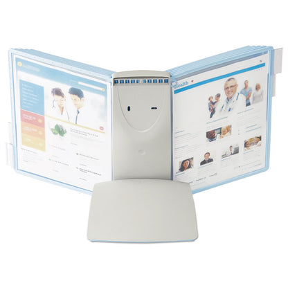 Durable SHERPA Style Desk-Mount Reference System, 10 Panel, 20 Sheet Capacity, Blue/Gray