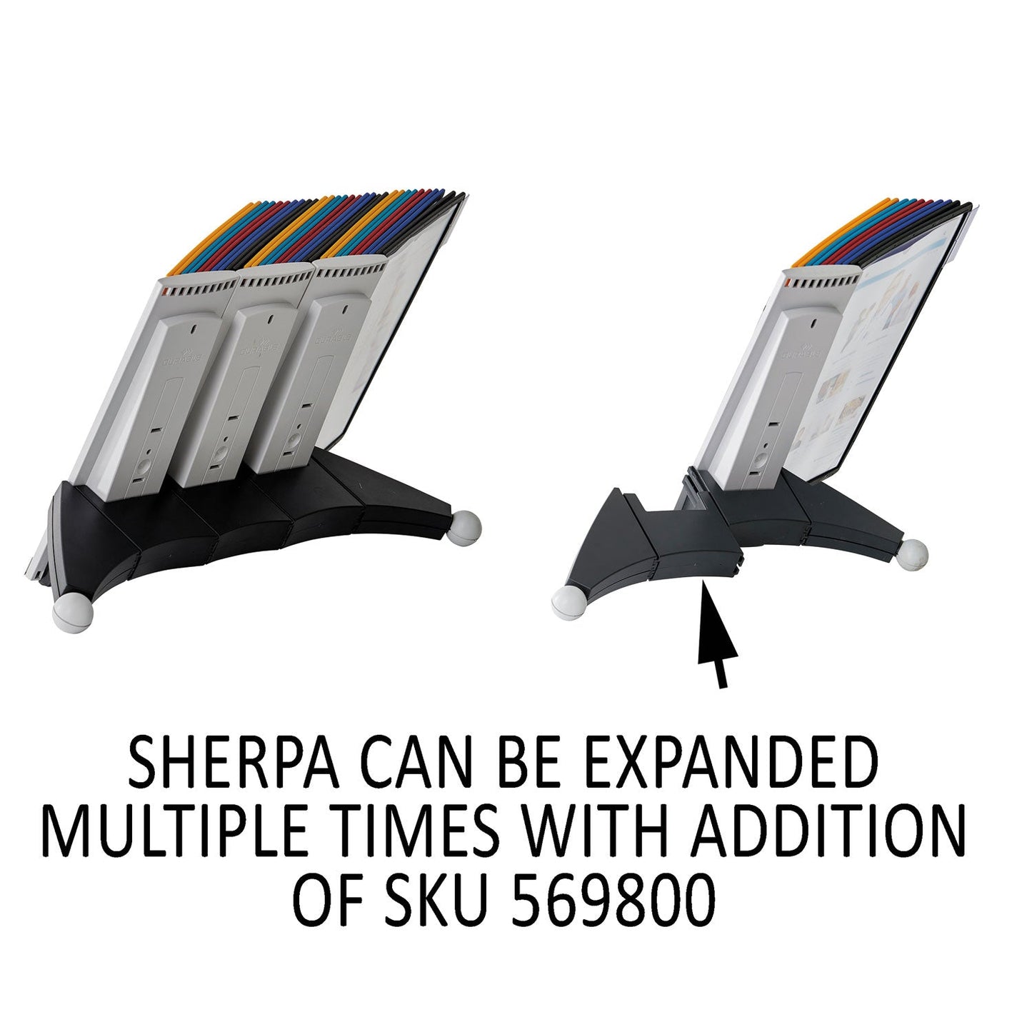 Durable SHERPA Desk Reference System, 10 Panels, 10 x 5.63 x 13.88, Assorted Borders