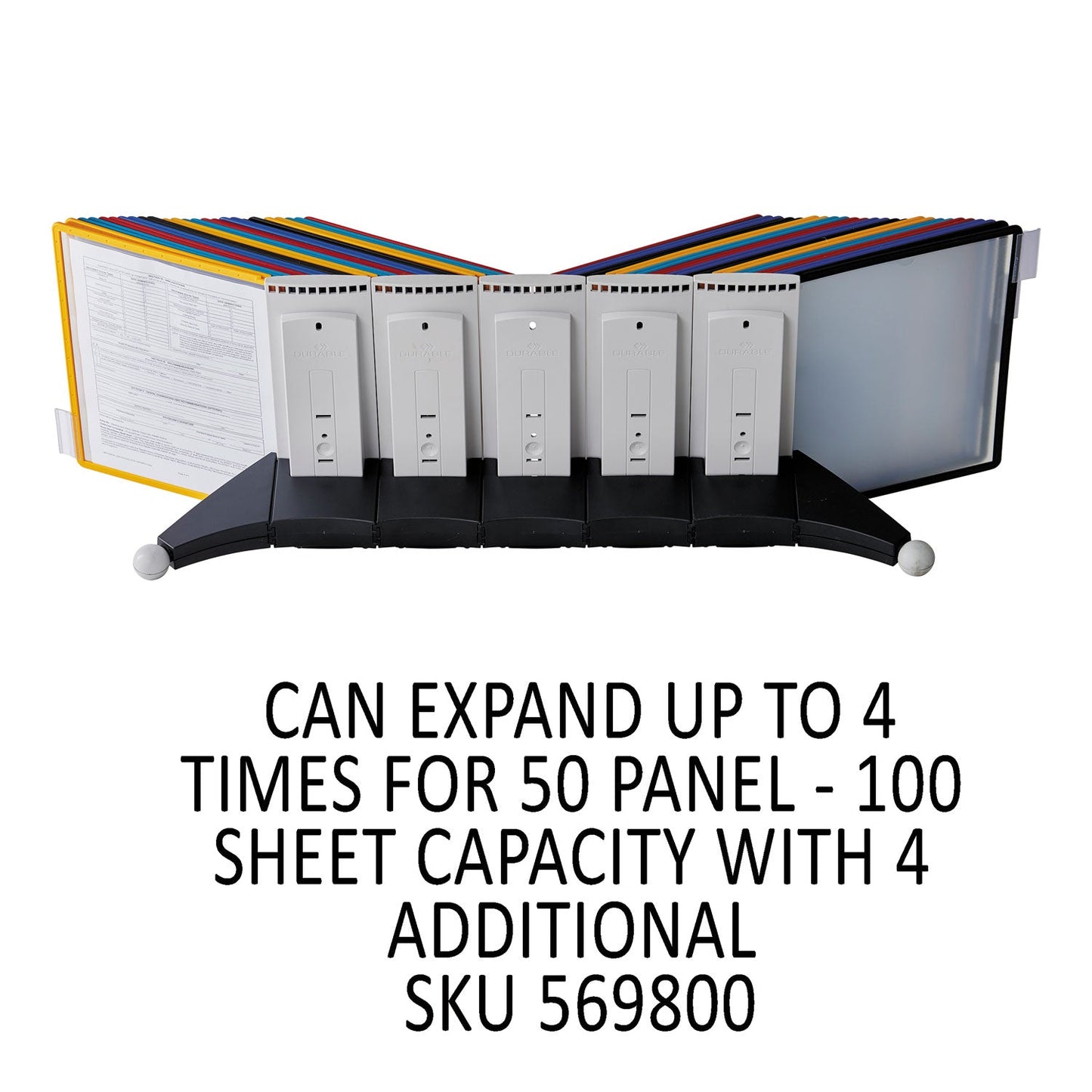 Durable SHERPA Desk Reference System, 10 Panels, 10 x 5.63 x 13.88, Assorted Borders