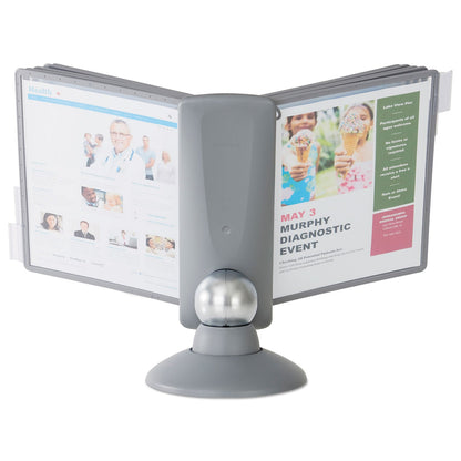 Durable SHERPA Motion Desk Reference System, 10 Panels, Gray Borders