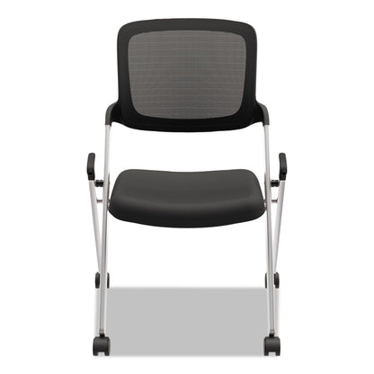 HON VL304 Mesh Back Nesting Chair, Supports Up to 250 lb, Black Seat/Back, Silver Base
