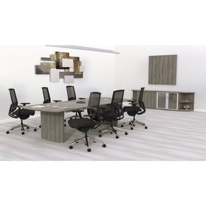 Safco Medina Conference Table Top, Half-Section, Boat, 84w x 48d, Gray Steel