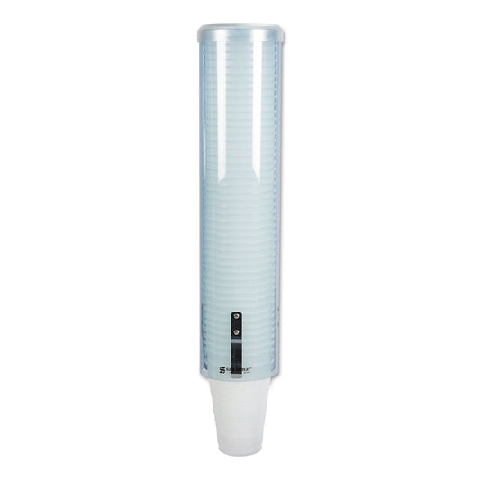 San Jamar Large Pull-Type Water Cup Dispenser, For 12 oz Cups, Translucent Blue