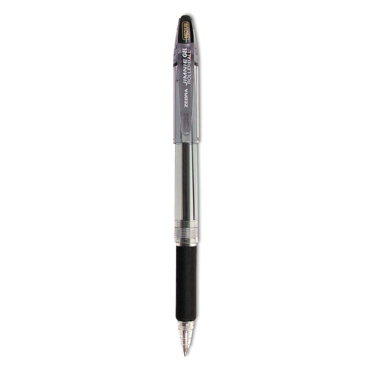Zebra Jimnie Gel Pen, Stick, Medium 0.7 mm, Black Ink, Smoke Barrel, 12/Pack