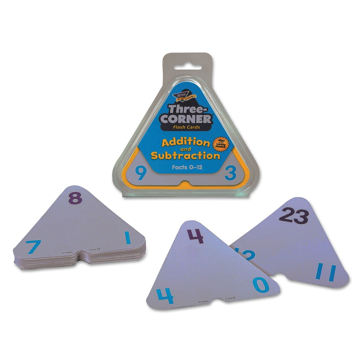 TREND Three-Corner Flash Cards, Addition/Subtraction, 5.5 x 5.5, 48/Set