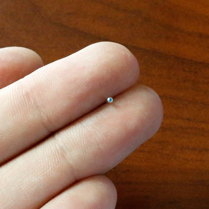 Sterling Silver 1.2mm Aurora Nose Bone Created with Crystals