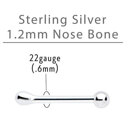Sterling Silver 1.3mm Ball  Nose Bone