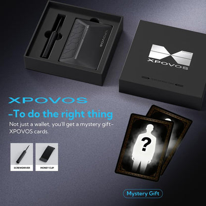 XPOVOS Metal Wallet for Men - Slim Mens Wallet with Money Clip Slide to Pop-Up Minimalistic RFID Wallet Credit Card Holder for Men with Gift Box