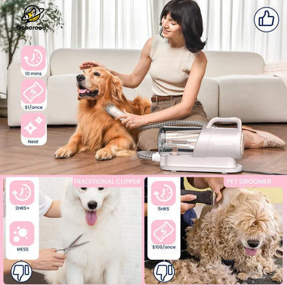 Geoorood Dog Grooming Vacuum All-In-One Kit with 10Kpa Suction, 2.2L Dust Tank, Adjustable Combs, Lightweight Design, Perfect for Gifts & Home Use