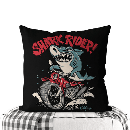 Motorcycle-Themed Double-Sided Square Pillow