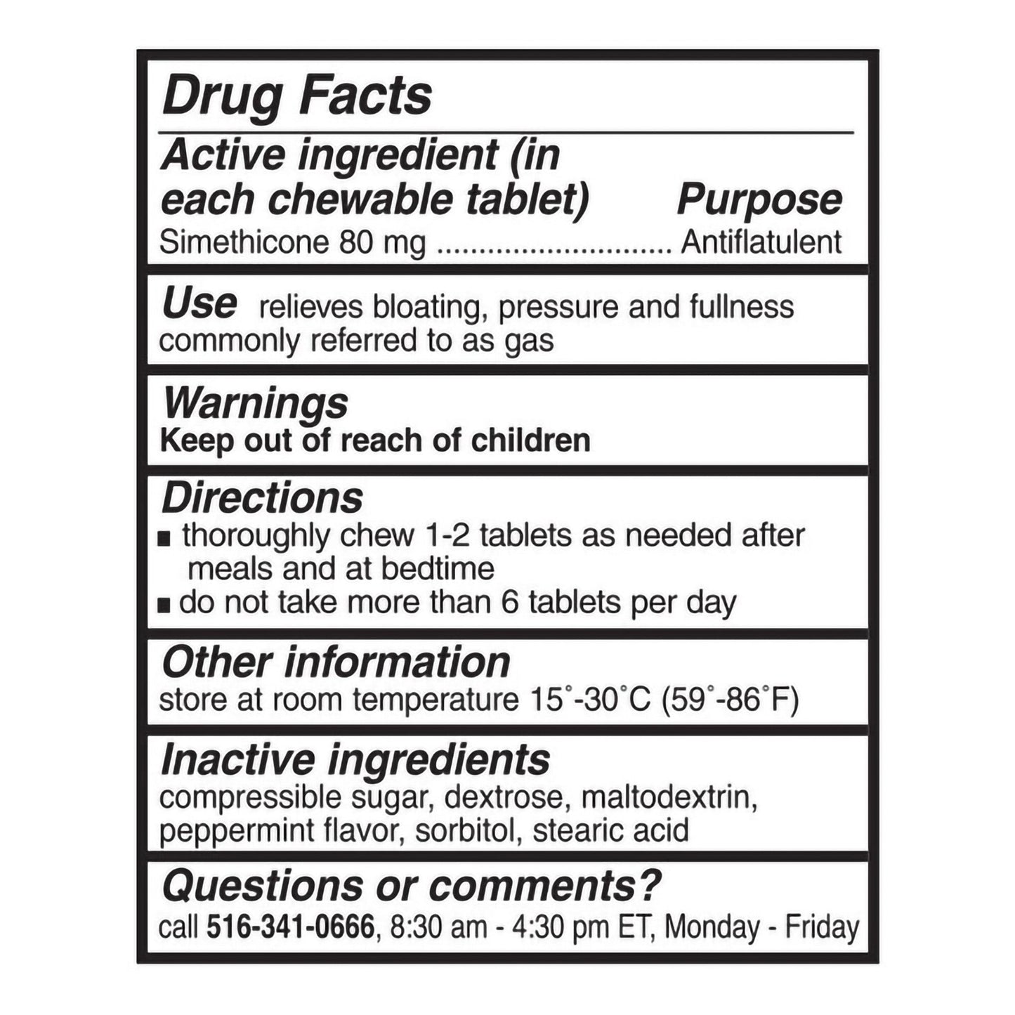 Reliable 1® Simethicone Gas Relief Chewable Tablets 69618003301