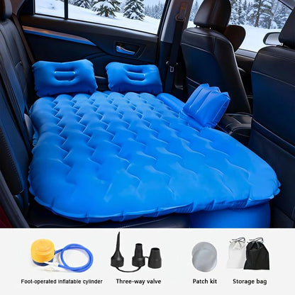 Car Backseat Air Mattress Inflatable Travel Bed for SUV Sedan Holiday Road Trip Sleeping Pad Comfortable Rest for Kids Pets Soft Flocking Wavy Support
