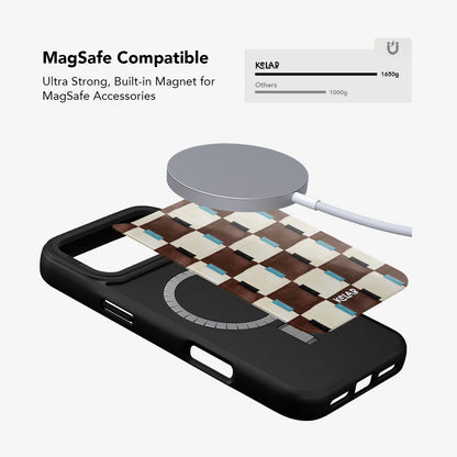 Cerulean Check | Blue & Brown Checkered iPhone Case